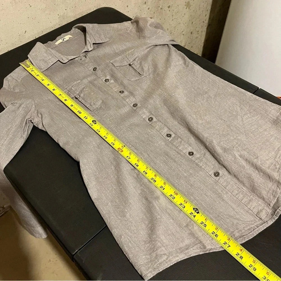 Ya Los Angeles Button Down Shirt Roll Tab Top Blouse Size S Womens Heather Grey - Picture 8 of 8